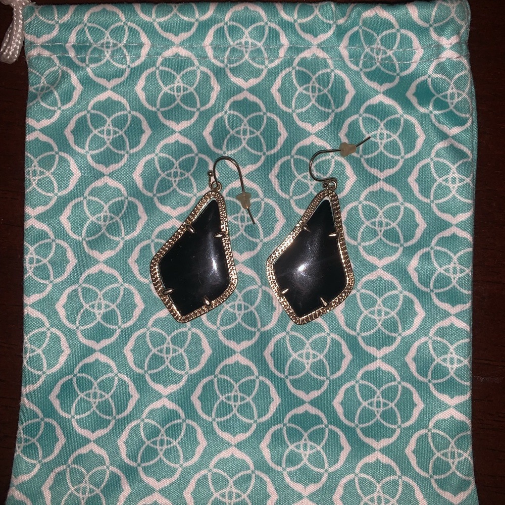 Kendra Scott Alex Gold Drop Earrings in Black Opaque Glass
